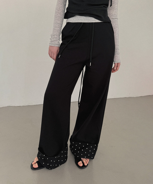 TWEE(トゥウィー)の「ベルコドットロールアップロングスウェットパンツ(スウェットパンツ・レディース・グレー/ブラック・FREE)」の3枚目の写真