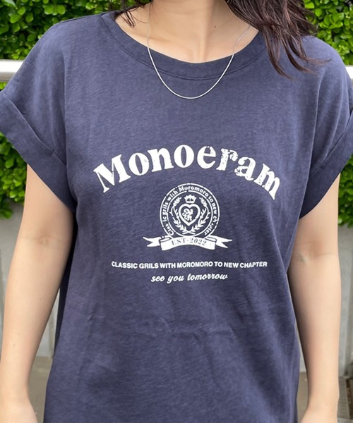 CRB(シーアールビー)の「スラブフレンチスリーブTシャツ(Tシャツ/カットソー・レディース・グレー/オフホワイト/ネイビー・F)」の3枚目の写真