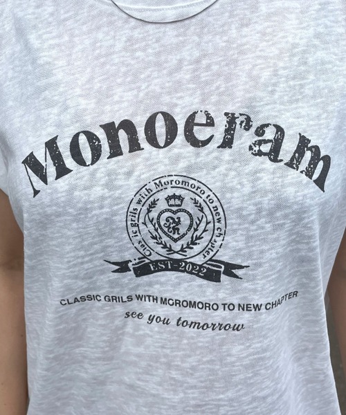 CRB(シーアールビー)の「スラブフレンチスリーブTシャツ(Tシャツ/カットソー・レディース・グレー/オフホワイト/ネイビー・F)」の12枚目の写真