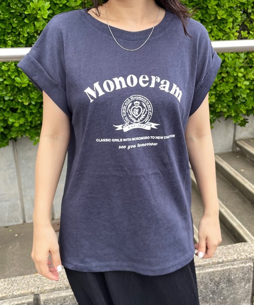 CRB(シーアールビー)の「スラブフレンチスリーブTシャツ(Tシャツ/カットソー・レディース・グレー/オフホワイト/ネイビー・F)」の14枚目の写真