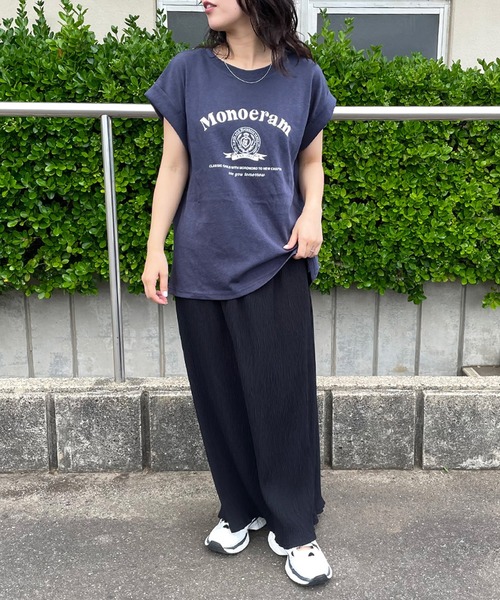 CRB(シーアールビー)の「スラブフレンチスリーブTシャツ(Tシャツ/カットソー・レディース・グレー/オフホワイト/ネイビー・F)」の18枚目の写真