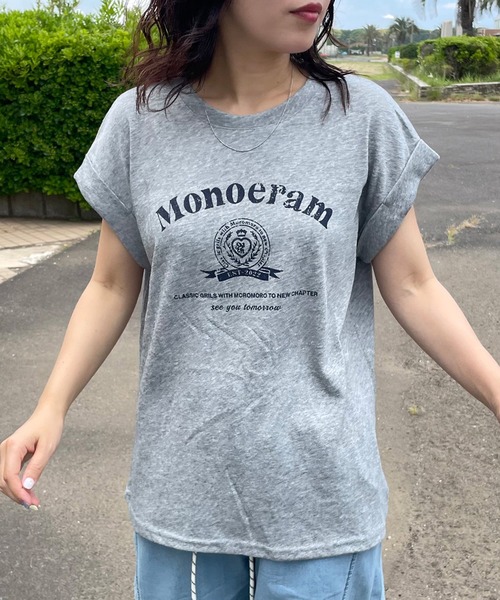 CRB(シーアールビー)の「スラブフレンチスリーブTシャツ(Tシャツ/カットソー・レディース・グレー/オフホワイト/ネイビー・F)」の20枚目の写真
