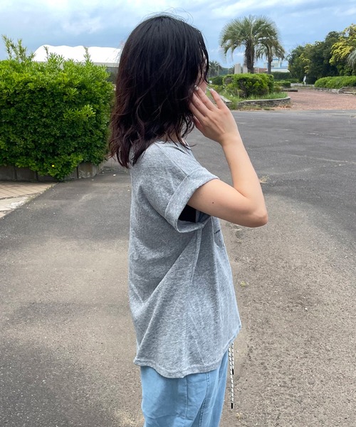 CRB(シーアールビー)の「スラブフレンチスリーブTシャツ(Tシャツ/カットソー・レディース・グレー/オフホワイト/ネイビー・F)」の21枚目の写真
