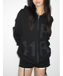 [Brushed] Graphic Zip Up Hoodie / Black