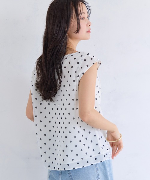 VIS(ビス)の「ドレープデザインドットブラウス/接触冷感(シャツ/ブラウス・レディース・ホワイト系その他/ブラウン系その他・FREE)」の12枚目の写真