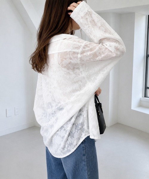 Miniministore(ミニミニストア)の「レースブラウス レディースシアーシャツ夏(シャツ/ブラウス・レディース・ミント/ライトグレー/ホワイト・FREE)」の7枚目の写真
