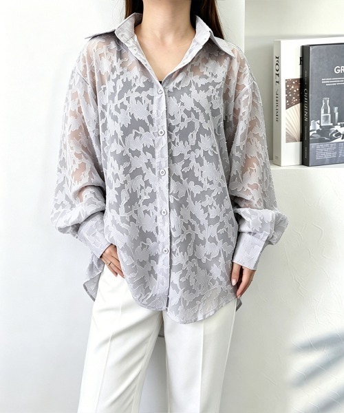 Miniministore(ミニミニストア)の「レースブラウス レディースシアーシャツ夏(シャツ/ブラウス・レディース・ミント/ライトグレー/ホワイト・FREE)」の10枚目の写真