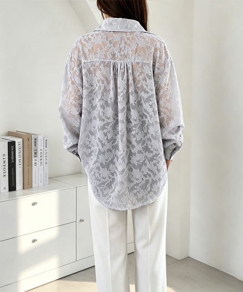Miniministore(ミニミニストア)の「レースブラウス レディースシアーシャツ夏(シャツ/ブラウス・レディース・ミント/ライトグレー/ホワイト・FREE)」の14枚目の写真