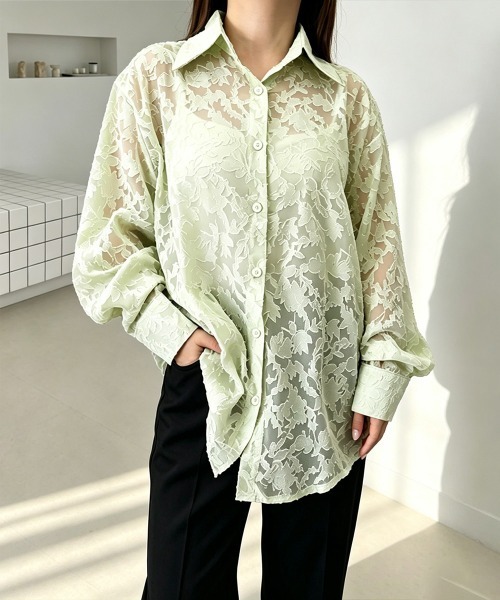Miniministore(ミニミニストア)の「レースブラウス レディースシアーシャツ夏(シャツ/ブラウス・レディース・ミント/ライトグレー/ホワイト・FREE)」の15枚目の写真