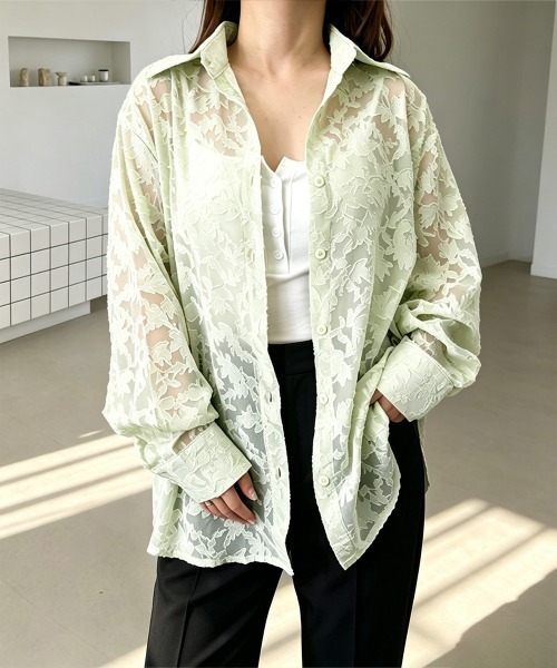 Miniministore(ミニミニストア)の「レースブラウス レディースシアーシャツ夏(シャツ/ブラウス・レディース・ミント/ライトグレー/ホワイト・FREE)」の16枚目の写真