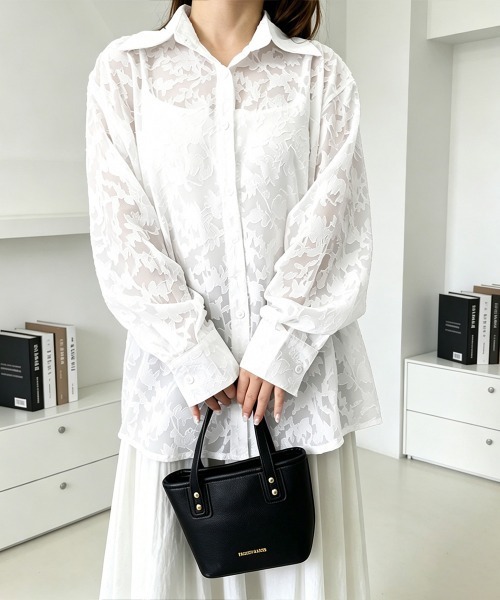 Miniministore(ミニミニストア)の「レースブラウス レディースシアーシャツ夏(シャツ/ブラウス・レディース・ミント/ライトグレー/ホワイト・FREE)」の19枚目の写真