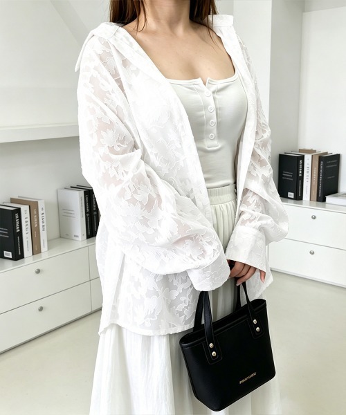 Miniministore(ミニミニストア)の「レースブラウス レディースシアーシャツ夏(シャツ/ブラウス・レディース・ミント/ライトグレー/ホワイト・FREE)」の20枚目の写真