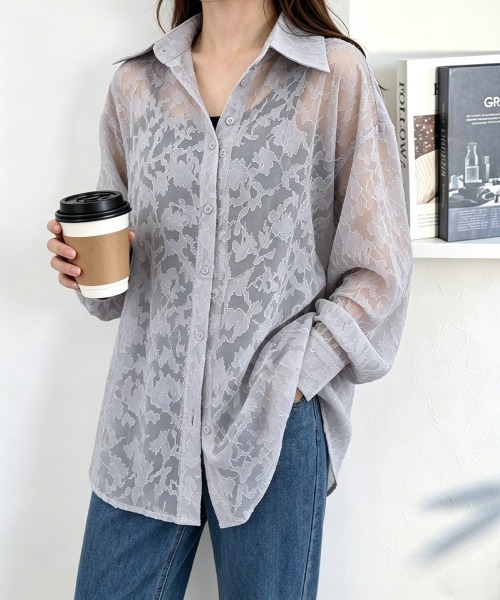 Miniministore(ミニミニストア)の「レースブラウス レディースシアーシャツ夏(シャツ/ブラウス・レディース・ミント/ライトグレー/ホワイト・FREE)」の21枚目の写真