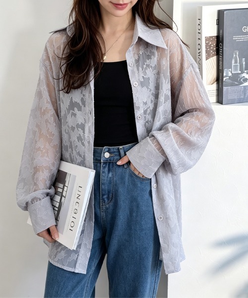 Miniministore(ミニミニストア)の「レースブラウス レディースシアーシャツ夏(シャツ/ブラウス・レディース・ミント/ライトグレー/ホワイト・FREE)」の22枚目の写真