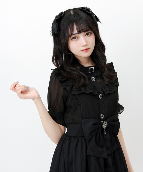 DearMyLove(ディアマイラブ)の「チョーカー風クロスレースリボンカシュクールフリルワンピース(ワンピース・レディース・パープル/ボルドー/ブラック・LARGE/3L/MEDIUM)」の15枚目の写真