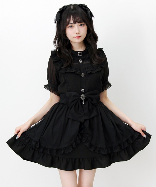 DearMyLove(ディアマイラブ)の「チョーカー風クロスレースリボンカシュクールフリルワンピース(ワンピース・レディース・パープル/ボルドー/ブラック・LARGE/3L/MEDIUM)」の17枚目の写真