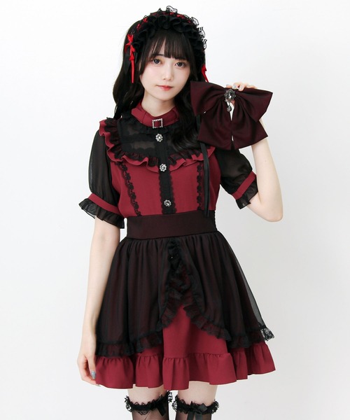 DearMyLove(ディアマイラブ)の「チョーカー風クロスレースリボンカシュクールフリルワンピース(ワンピース・レディース・パープル/ボルドー/ブラック・LARGE/3L/MEDIUM)」の20枚目の写真