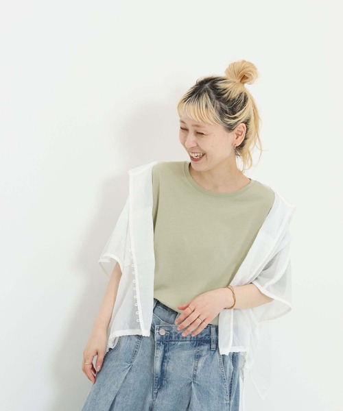 HEART MARKET（ハートマーケット）の「さらっとやわらかT（Tシャツ/カットソー・レディース・ナチュラル/グレイッシュベージュ/ブラック系/ホワイト/ブラック/カーキ/ネイビー/チャコール/イエロー・MEDIUM/LARGE/LL）」の7枚目の写真