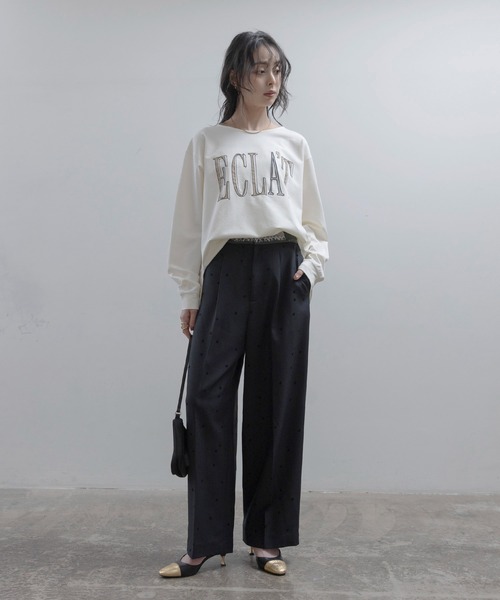 Eimee Law(エイミーロウ)の「エンブロ ロゴジョーゼットプルオーバー(Tシャツ/カットソー・レディース・ブラック/アイボリー/ライトブラウン・FREE)」の11枚目の写真