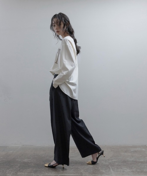 Eimee Law(エイミーロウ)の「エンブロ ロゴジョーゼットプルオーバー(Tシャツ/カットソー・レディース・ブラック/アイボリー/ライトブラウン・FREE)」の12枚目の写真