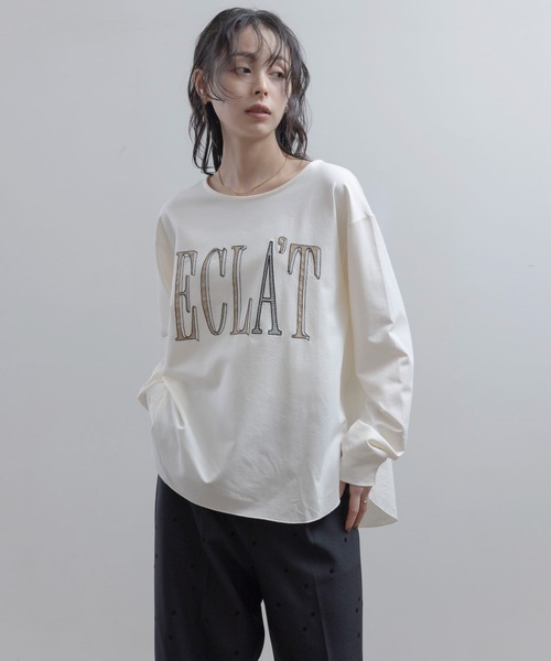 Eimee Law(エイミーロウ)の「エンブロ ロゴジョーゼットプルオーバー(Tシャツ/カットソー・レディース・ブラック/アイボリー/ライトブラウン・FREE)」の14枚目の写真