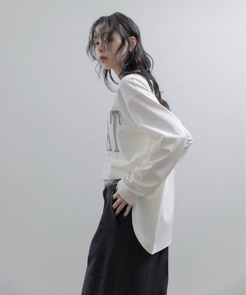Eimee Law(エイミーロウ)の「エンブロ ロゴジョーゼットプルオーバー(Tシャツ/カットソー・レディース・ブラック/アイボリー/ライトブラウン・FREE)」の15枚目の写真
