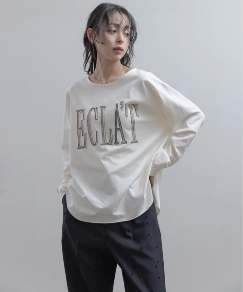 Eimee Law(エイミーロウ)の「エンブロ ロゴジョーゼットプルオーバー(Tシャツ/カットソー・レディース・ブラック/アイボリー/ライトブラウン・FREE)」の17枚目の写真
