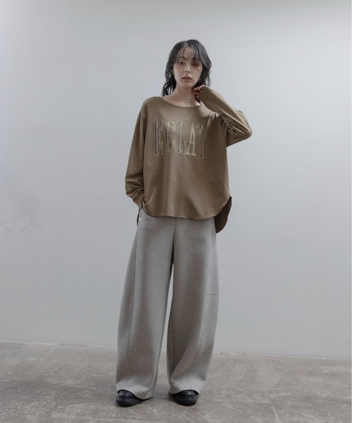 Eimee Law(エイミーロウ)の「エンブロ ロゴジョーゼットプルオーバー(Tシャツ/カットソー・レディース・ブラック/アイボリー/ライトブラウン・FREE)」の4枚目の写真