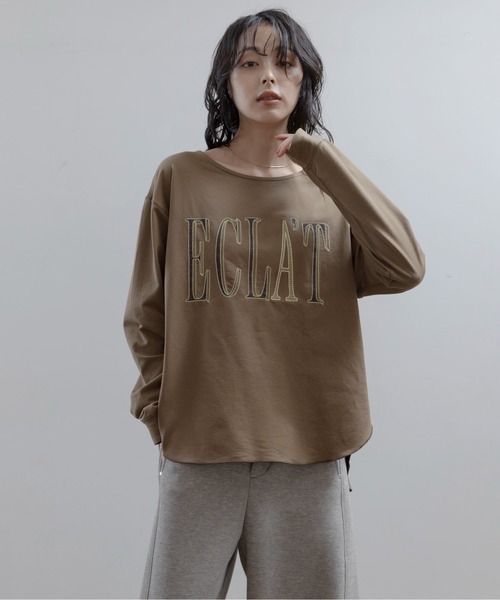 Eimee Law(エイミーロウ)の「エンブロ ロゴジョーゼットプルオーバー(Tシャツ/カットソー・レディース・ブラック/アイボリー/ライトブラウン・FREE)」の8枚目の写真