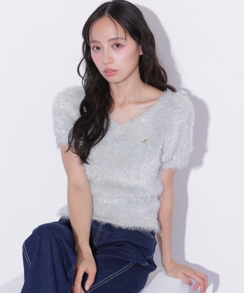 JILL by JILL STUART(ジルバイジルスチュアート)の「フェザーコンパクトニットトップス(ニット/セーター・レディース・ブルー/ピンク/グリーン系その他・FREE)」の2枚目の写真