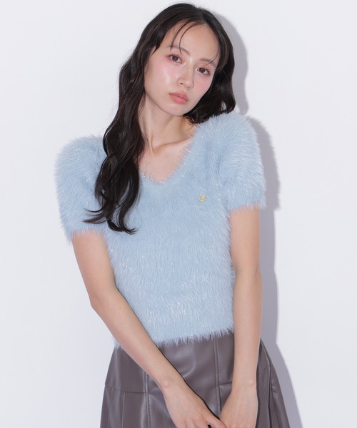 JILL by JILL STUART(ジルバイジルスチュアート)の「フェザーコンパクトニットトップス(ニット/セーター・レディース・ブルー/ピンク/グリーン系その他・FREE)」の3枚目の写真