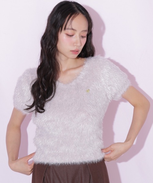 JILL by JILL STUART(ジルバイジルスチュアート)の「フェザーコンパクトニットトップス(ニット/セーター・レディース・ブルー/ピンク/グリーン系その他・FREE)」の6枚目の写真