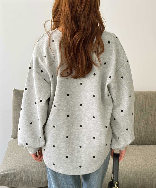 GeeRA(ジーラ)の「ドット刺繍ハーフジップダンボールトップス(Tシャツ/カットソー・レディース・杢グレー/ブラック・X-LARGE/LARGE/MEDIUM)」の10枚目の写真