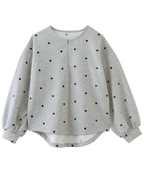 GeeRA(ジーラ)の「ドット刺繍ハーフジップダンボールトップス(Tシャツ/カットソー・レディース・杢グレー/ブラック・X-LARGE/LARGE/MEDIUM)」の13枚目の写真