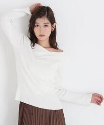 NATURAL BEAUTY BASIC | ドレープネックリブニット(ニット/セーター)
