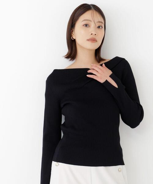 NATURAL BEAUTY BASIC(ナチュラルビューティーベーシック)の「ドレープネックリブニット(ニット/セーター・レディース・ピンク/オフホワイト/ブラック・フリ-)」の3枚目の写真