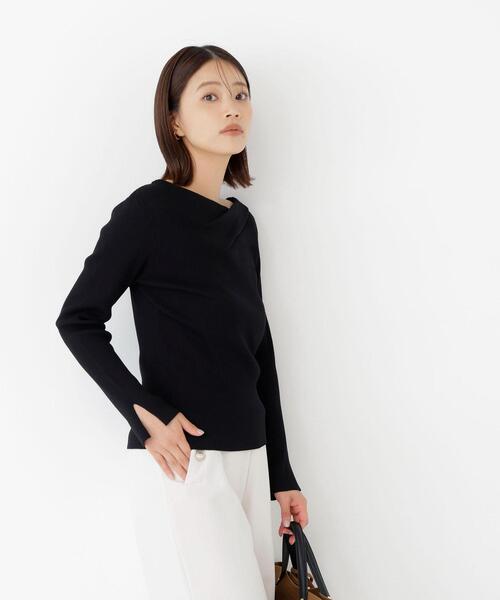 NATURAL BEAUTY BASIC(ナチュラルビューティーベーシック)の「ドレープネックリブニット(ニット/セーター・レディース・ピンク/オフホワイト/ブラック・フリ-)」の7枚目の写真