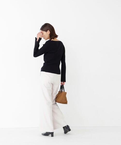 NATURAL BEAUTY BASIC(ナチュラルビューティーベーシック)の「ドレープネックリブニット(ニット/セーター・レディース・ピンク/オフホワイト/ブラック・フリ-)」の8枚目の写真
