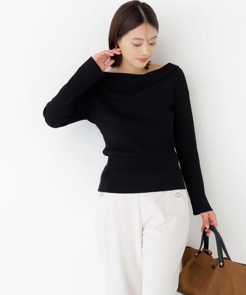 NATURAL BEAUTY BASIC(ナチュラルビューティーベーシック)の「ドレープネックリブニット(ニット/セーター・レディース・ピンク/オフホワイト/ブラック・フリ-)」の9枚目の写真