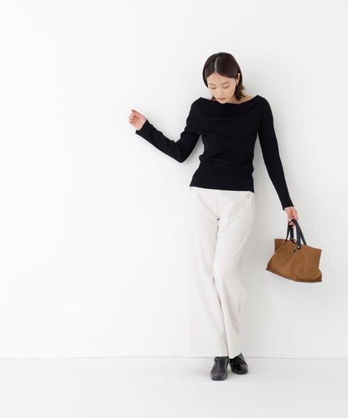 NATURAL BEAUTY BASIC(ナチュラルビューティーベーシック)の「ドレープネックリブニット(ニット/セーター・レディース・ピンク/オフホワイト/ブラック・フリ-)」の10枚目の写真