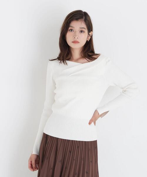 NATURAL BEAUTY BASIC(ナチュラルビューティーベーシック)の「ドレープネックリブニット(ニット/セーター・レディース・ピンク/オフホワイト/ブラック・フリ-)」の15枚目の写真
