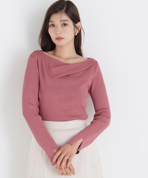 NATURAL BEAUTY BASIC(ナチュラルビューティーベーシック)の「ドレープネックリブニット(ニット/セーター・レディース・ピンク/オフホワイト/ブラック・フリ-)」の21枚目の写真