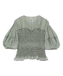 CLANE/クラネ/COLOR STITCHED SHIRRING TOPS