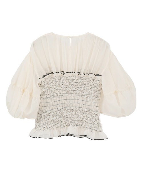 CLANE(クラネ)の「CLANE/クラネ/COLOR STITCHED SHIRRING TOPS(Tシャツ/カットソー・レディース・アイボリー/モスグリーン/ブラック・1)」の13枚目の写真