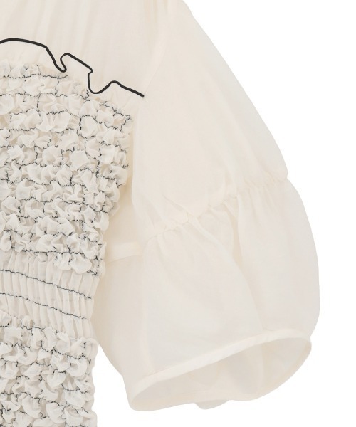CLANE(クラネ)の「CLANE/クラネ/COLOR STITCHED SHIRRING TOPS(Tシャツ/カットソー・レディース・アイボリー/モスグリーン/ブラック・1)」の15枚目の写真
