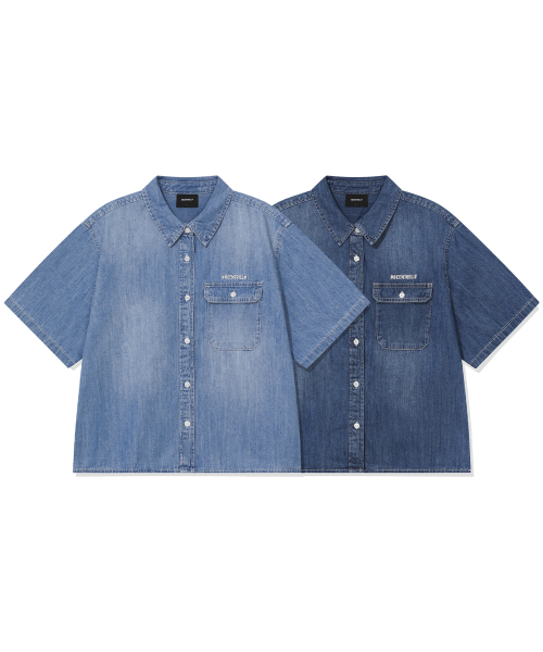 BEENTRILL(ビントリル)の「ウィメンズエッセンシャルデニム半袖シャツ(ライトインディゴ)(その他トップス・レディース・その他・MEDIUM/LARGE/SMALL/X-LARGE)」の5枚目の写真