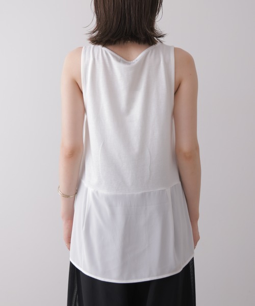 Bou Jeloud(ブージュルード)の「タンク付きレイヤードメッシュニット(Tシャツ/カットソー・レディース・カーキ/ブラック/グレイッシュベージュ・FREE)」の18枚目の写真