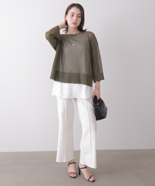 Bou Jeloud(ブージュルード)の「タンク付きレイヤードメッシュニット(Tシャツ/カットソー・レディース・カーキ/ブラック/グレイッシュベージュ・FREE)」の19枚目の写真