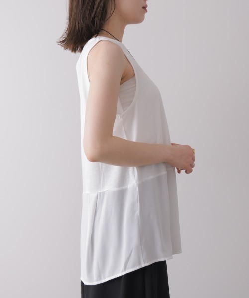 Bou Jeloud(ブージュルード)の「タンク付きレイヤードメッシュニット(Tシャツ/カットソー・レディース・カーキ/ブラック/グレイッシュベージュ・FREE)」の17枚目の写真