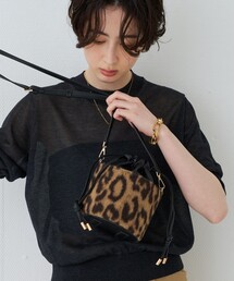 Rouge vif | 【CHIMERE/シメール】レオパードミニボトル巾着ショルダーバックバッグ(ショルダーバッグ)